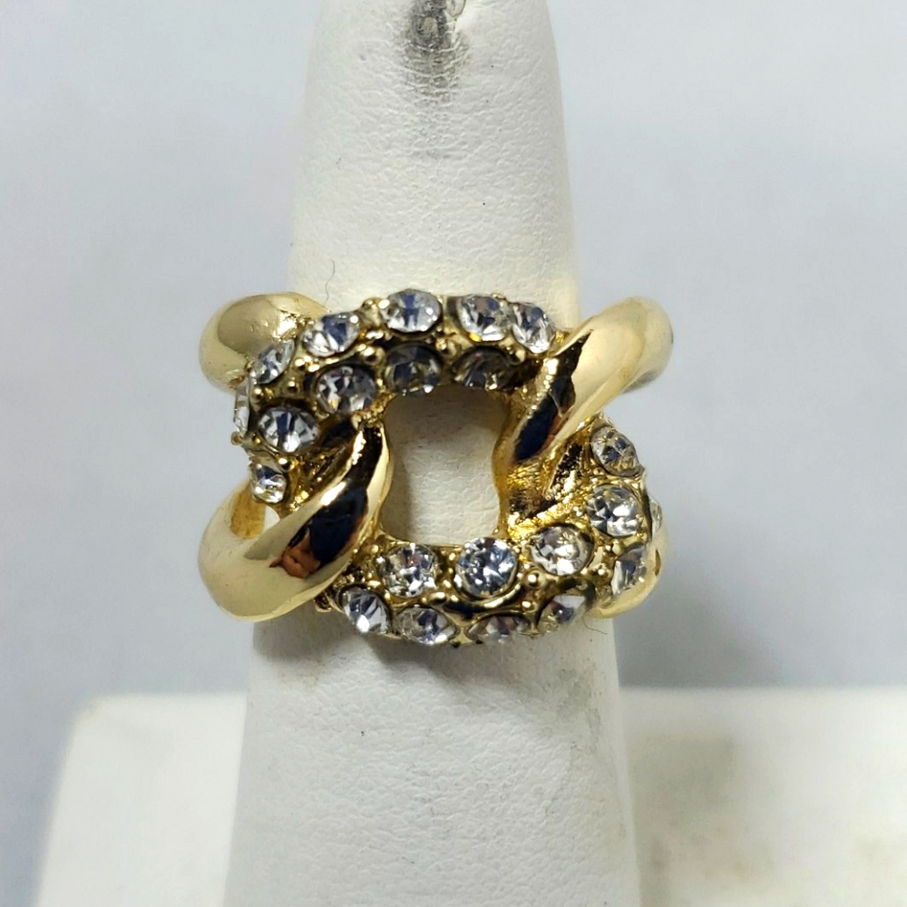 Isaac Mizrahi gold rhinestone ring